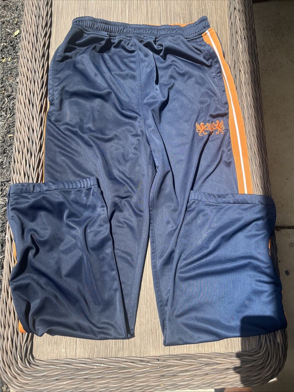 Y2K Phat Farm Baggy Sweatpants Mens M Blue Orange Track Pants Joggers Relaxed